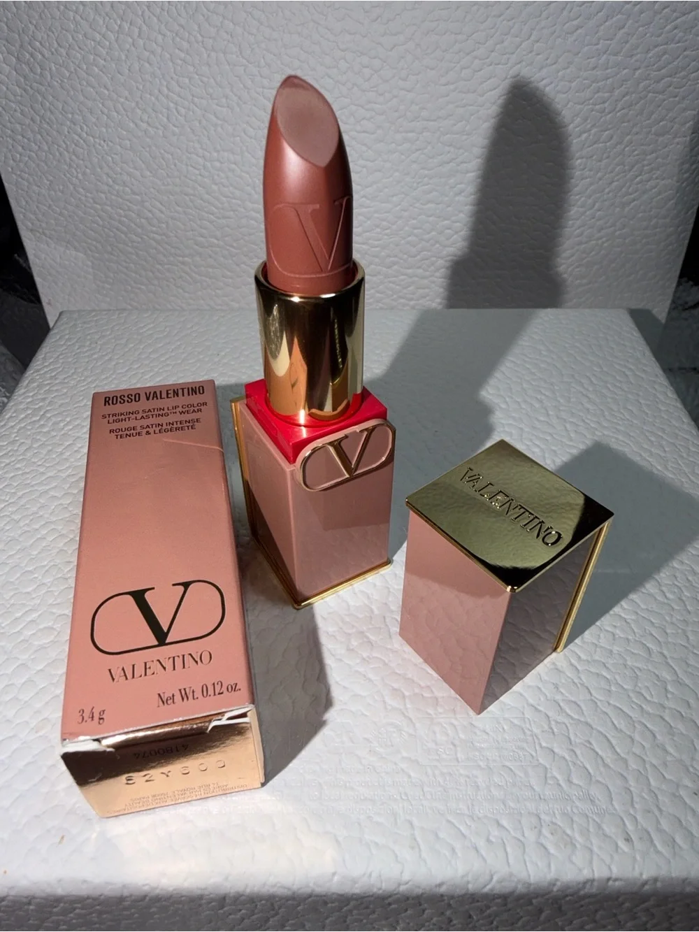 Valentino Satin Lipstick — Nude Caress (peachy nude)